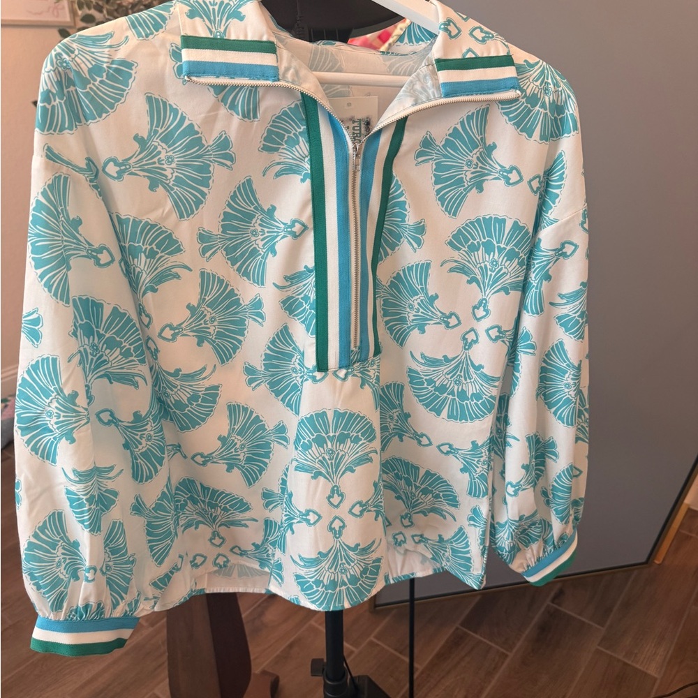 Teal Floral Print Pullover Top